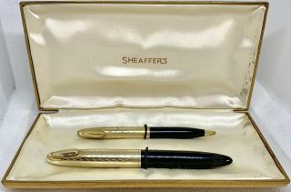 Vintage Sheaffer Tuckaway White Dot Lifetime Gold Nib Pen Set