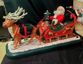 Holiday Creations Animated Musical Santa With Reindeer And Sleigh