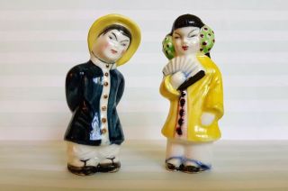 Ceramic Oriental Chinese Couple Salt And Pepper Shakers