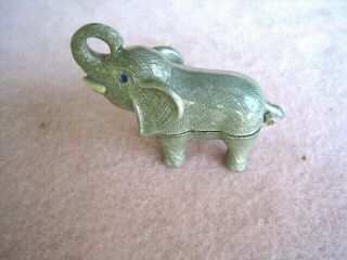 Monet Hinged Trinket Box.  Elephant With Tusks Pointed Upward.  Sign Of Luck