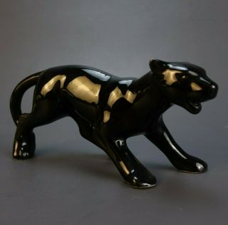 Vintage Black Panther Ceramic Porcelain Figurine