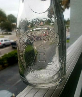 H.  W.  Gray - Vintage Half Pint Embossed Glass Milk Bottle - Jacksonville Florida