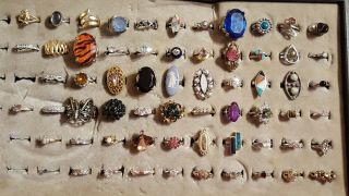 63 Rings And Cocktail Rings.  Sterling Silver,  Rhinestones And More