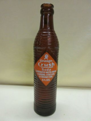 Vintage Orange Crush Ribbed Amber 9 1/2in.  Soda Bottle Humboldt Nebraska