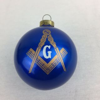 Vintage Masonic Square Christmas Tree Ornament Glass Ball Blue Ornaments Unltd