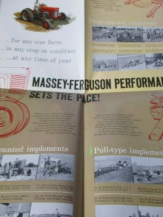 Massey - Harris - Ferguson 35 - 50 - 65 - 333 - 444 - 555 Tractors Sales Brochure/foldout 1958 2