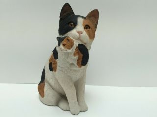 Sandicast Cat And Kitten Figurine By Sandra Bruce 8.  5 " Tall Signed