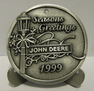 John Deere Waterloo Ia 1999 Seasons Greetings Pewter Christmas Ornament 107/250