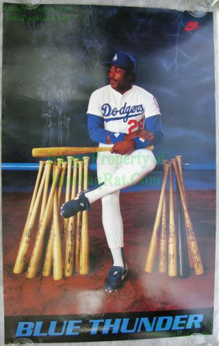 Vintage ☆ Nike Baseball Poster ☆ Blue Thunder ☆ Pedro Guerrero La Dodgers ☆ Vhtf