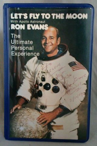 Nasa Apollo 17 Ron Evans Astronaut Autographed Lets Fly To The Moon Vhs Tape
