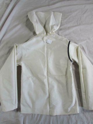 Vtg 40s WW2 WWII US Navy Stenciled White Denim Pullover Jumper Named Shirt 2