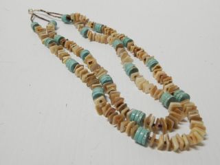Vintage Santo Domingo Indian Turquoise,  Shell Heishi Necklace Great Gift