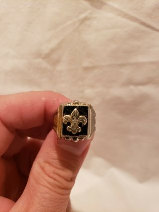 Boy Scouts Of America Vintage Boy Scout Ring,  Sterling Silver/black Onyx,  Size 5