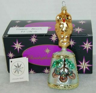 Radko FOREST BELLS Christmas Ornament 93 - 136 - 0 OWL BELL WITH CLAPPER 2