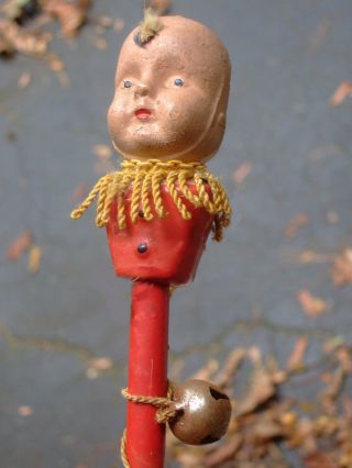 Vintage 40s/50s Red White And Blue Carnival Circus Cane Baton With Doll Head Top
