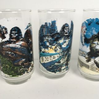 4 Different 1976 Coke Cola King Kong Movie Drink Glasses Limited Edition 3
