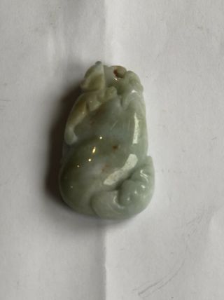 Antique Chinese Carved Jade Double Vegetable Group,  Mouse Or Rat,  Celadon Hue.