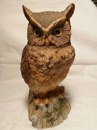 Vintage Owl By Andrea By Sadek 9339 Porcelain Figurine Bird Statue 7 Inch Tall