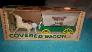 1959 Louis Marx Official Wagon Train Covered Wagon 1370 Htf Green
