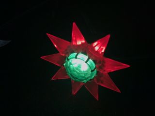 1930s C - 6 Single Row Matchless Star Glass Christmas Light - Red W Green Gem