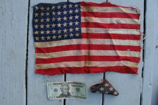 Pair Vintage 48 Star Wwii American Flags One A Widow 