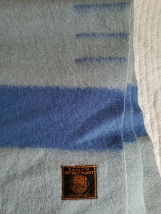 Vintage Early ' s Witney Point England Wool Blanket Blue Stripe Long Full 3