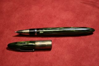 Sheaffer Green Striated Celluloid Fountain Pen