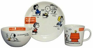Peanuts (peanuts) Snoopy Friends Tableware Three - Piece Set (plate Dish Bowl Mu