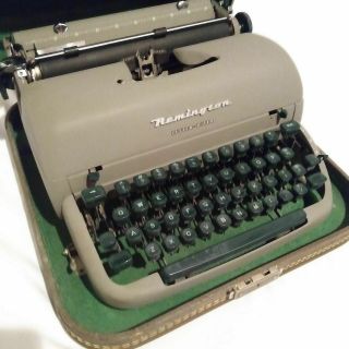 Vintage Gray Remington Portable Typewriter W/ Case