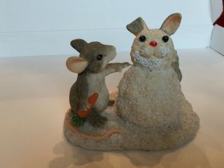 Charming Tails Building A Snowbunny Fitz & Floyd 87/692 Mouse & Bunny