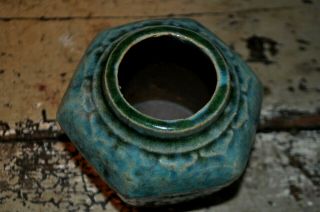Antique Chinese Green Glazed Pottery 6 Sided Ginger Spice Jar Early 1900 ' s 3