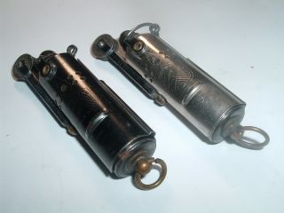 2 Vintage 1940 Ww Ii Bowers Sure Fire Cylinder Trench Lighters Get Two