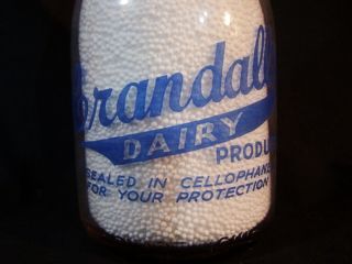 Vintage Glass Milk Bottle CRANDALL ' s Johnston RI DAIRY c1950 Quart Guernsey 2