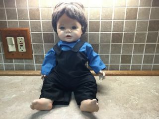 Rare Anatomically Correct Baby Boy Doll With Hair Scioto Porcelain 1985 18”