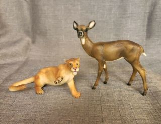 Breyer Wild Animal Rufo Diablo Tan Cougar Cat Mustang & Whitetail Deer Doe