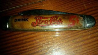 Vintage Pepsi Cola 5 Cent Pocket Knife - Trick Lock
