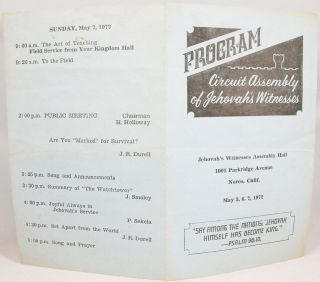1972 Circuit Assembly Program Norco California May 5 - 7 Watchtower Jehovah