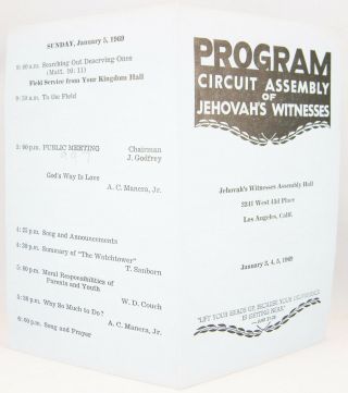 1969 Circuit Assembly Program Los Angeles California Jan 3 - 5 Watchtower Jehovah
