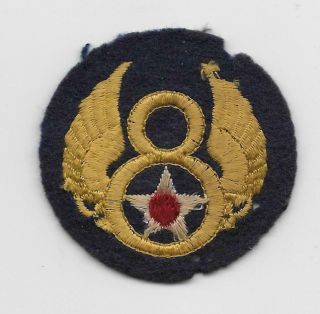Ww2 British Made 8th Us Army Air Force (8th Usaaf) Patch - On Felt - White Back