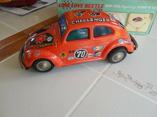 Japan Tin Battery Operated VW Volkswagen Beetle Car,  W/ BOX,  Race Love Bug 3