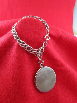 Sterling Silver Link Bracelet - With Large Dangle - Charm -