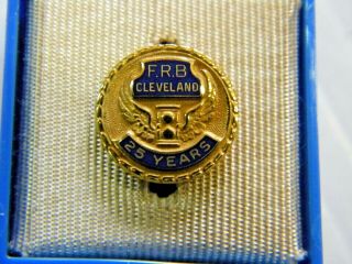 Vintage F.  R.  B Cleveland 25 Year Pin (hourglass With Wings) Marked - 10k Emblem