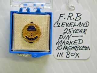 Vintage F.  R.  B Cleveland 25 Year Pin (Hourglass with Wings) Marked - 10K Emblem 2
