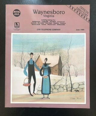 Vintage Waynesboro Virginia 1989 Phone Book P Buckley Moss Print Art Va Director