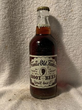 Full 12oz Frostie Root Beer Acl Soda Bottle Double Cola Rocky Mount,  N.  C.