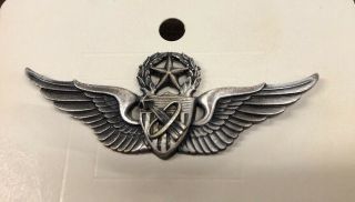 Authentic Vintage Us Air Force Master Navigator Sterling Silver Wings Pin