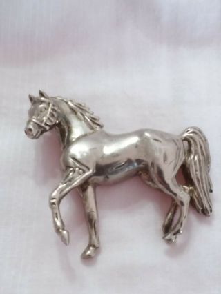 Sterling Silver 2 Inch Horse Pin Brooch 24 Grams.  925