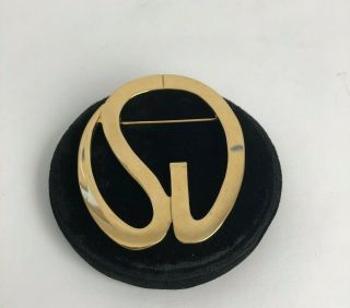 Vintage St.  John Swoosh Logo Gold - Tone Brooch/pin