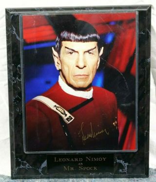 Leonard Nimoy As Mr.  Spock Autographed Wall Plaque - Star Trek Generations