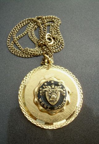 Vintage Kinney West Point Usma Military Academy 10k Gold Filled Necklace Pendant